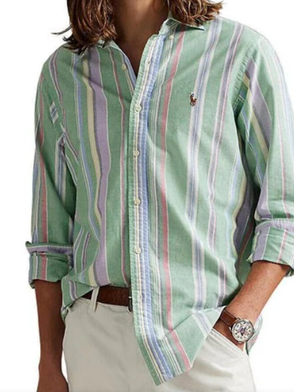 Polo Ralph Lauren Classic Fit Stripe Oxford Long Sleeve Woven Shirt - Mens XXL